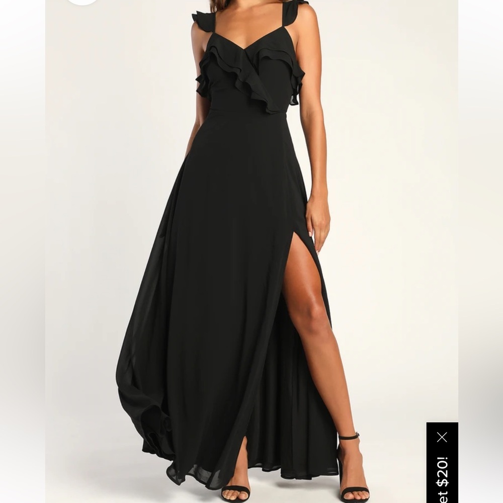 Lulus Adoring Glances Black Ruffled Maxi Dress - Size M - NWT
